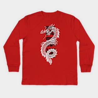 Asian Dragon With Characters Design Kids Long Sleeve T-Shirt